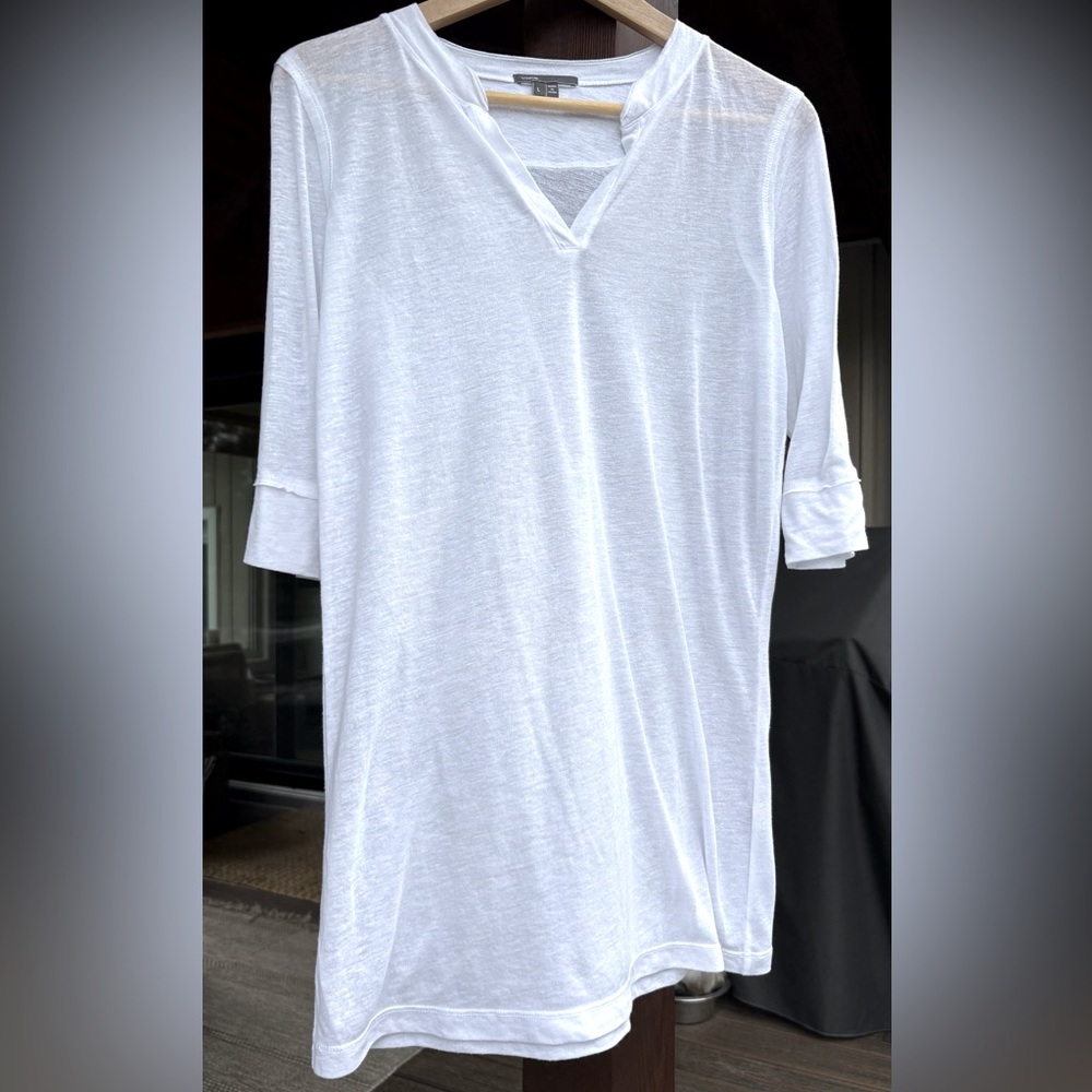 BNWOT - Vince Slub Cotton Split-Neck T-Shirt size Large